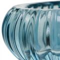 Floristik24 Teelichthalter Glas Kerzenhalter Rund Blau Ø8cm H3,5cm