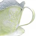 Floristik24 Pflanzgefäß, Deko-Kaffeefilterhalter, Metalltasse zum Bepflanzen, Blumendeko Grün, Weiß Shabby Chic H11cm Ø11cm