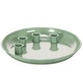 Floristik24 Kerzenteller Adventskranz grün mit vier Kerzenhaltern 24 cm aus Metall