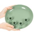 Kerzenteller Adventskranz grün mit vier Kerzenhaltern 24 cm aus Metall | Floristik24.ch