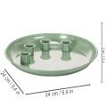 Kerzenteller Adventskranz grün mit vier Kerzenhaltern 24 cm aus Metall | Floristik24.ch