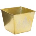 Floristik24 Pflanzgefäss Metall gold mit Tannenmotiv 18cm