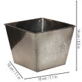 Quadratischer Metall-Übertopf mit Tannen-Motiv 18 cm, Silber | Floristik24.ch