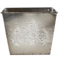 Quadratischer Metall-Übertopf mit Tannen-Motiv 18 cm, Silber | Floristik24.ch