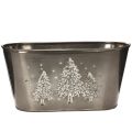 Floristik24 Übertopf oval aus Zink mit Tannenbaum-Motiv, 25cm