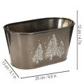 Übertopf oval aus Zink mit Tannenbaum-Motiv, 25cm | Floristik24.ch