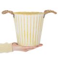 Topf aus Metall Ø18cm H17,5cm Gelb Shabby Chic mit Henkeln für Frühlingsdeko und Pflanzen | Floristik24.ch
