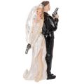 Floristik24 Tortenfigur Brautpaar aus Polyresin, 15,5 cm, Weiss-Schwarz, Agenten-Motiv