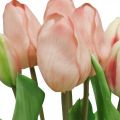 Floristik24 Künstliche Tulpen Real-Touch Pfirsich Rosa 38cm Bund à 7St