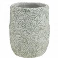 Floristik24 Übertopf Keramik Grün Weiß Grau Tannenzweige Ø12cm H17,5cm