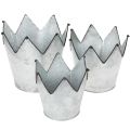 Floristik24 Blumentopf-Set Zink Krone, 3 Grössen: Ø21,5/19,5/17cm, Metall silber-schwarz