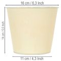Metall Blumenübertopf Ø16cm H14cm Pastellgelb mit Blumenmuster für Innenbereich | Floristik24.ch