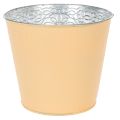 Floristik24 Metall Blumenübertopf Ø16cm H14cm Orange mit Blumenmuster