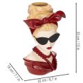 Kopfvase aus Polyresin Frauendesign mit Sonnenbrille und Perlenkette 30 cm | Floristik24.ch