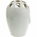 Floristik24 Keramikvase mit Gesicht Creme, Beige H13cm Steingutoptik 1St