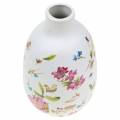 Floristik24 Deko Vase Weiß Geblümt Ø11cm H17,5cm