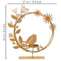 Teelichthalter Metall Rost Optik mit Vogel und Blumenmotiv 24×27×6cm | Floristik24.ch