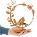 Teelichthalter Metall Rost Optik mit Vogel und Blumenmotiv 24×27×6cm | Floristik24.ch