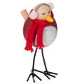 Floristik24 Deko-Vogel-Figuren Set Holz und Metall 11 cm Rot Weiss Schwarz Innenbereich 4 Stück