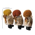 Set aus 3 Wichtel Figuren mit Bart und Mütze 10 cm aus Filz und Kunststoff für herbstliche Dekoration | Floristik24.ch