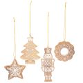 Floristik24 Weihnachtsanhänger aus Kunststoff in Lebkuchen-Optik 6cm 4er-Set