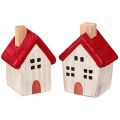 Floristik24 Weihnachtshäuschen Holz Weihnachtsdeko Weiß Rot 7cm 6 St