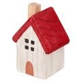 Weihnachtshäuschen Holz Weihnachtsdeko Weiß Rot 7cm 6 St | Floristik24.ch
