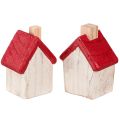 Weihnachtshäuschen Holz Weihnachtsdeko Weiß Rot 7cm 6 St | Floristik24.ch