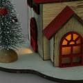 Floristik24 Weihnachtshaus mit LED-Beleuchtung Natur, Rot Holz 20×15×15cm