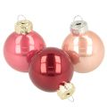Floristik24 Weihnachtskugeln Glas glänzend 3 cm Rosa Rot 22 Stück