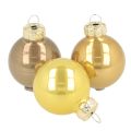 Floristik24 Mini-Christbaumkugeln aus Glas 3 cm Kupferbraun Orange Goldgelb 22er-Set