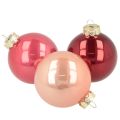 Floristik24 Glas-Weihnachtskugeln 6cm in Rot und Rosa, Set aus 24 Kugeln