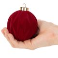 Samtig beflockte Weihnachtskugeln Bordeauxrot Ø 8 cm Set 12 Stück | Floristik24.ch
