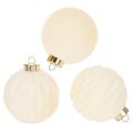 Floristik24 Weihnachtskugel-Set Kunststoff Cremeweiss Struktur-Mix 8 cm 12 Stück