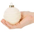 Weihnachtskugel-Set Kunststoff Cremeweiss Struktur-Mix 8 cm 12 Stück | Floristik24.ch
