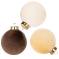 Floristik24 Weihnachtskugeln aus Styropor mit Samtüberzug, Ø 8 cm, cremeweiss, beige, braun, 12er Set