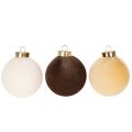 Weihnachtskugeln aus Styropor mit Samtüberzug, Ø 8 cm, cremeweiss, beige, braun, 12er Set | Floristik24.ch