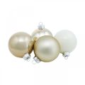 Floristik24 Weihnachtskugel, Christbaumschmuck, Glaskugel Weiß/Perlmutt H6,5cm Ø6cm Echtglas 24 St