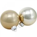 Weihnachtskugel, Christbaumschmuck, Glaskugel Weiß/Perlmutt H6,5cm Ø6cm Echtglas 24 St | Floristik24.ch
