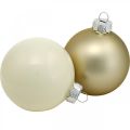 Weihnachtskugel, Christbaumschmuck, Glaskugel Weiß/Perlmutt H6,5cm Ø6cm Echtglas 24 St | Floristik24.ch