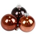 Floristik24 Weihnachtskugeln Glas Braun Mix Baumkugeln Glanz Ø7,5cm 12St