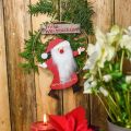 Floristik24 Weihnachtsmann im Dekoring, Anhänger Frohe Weihnachten, Adventsdeko H21,5cm Ø16cm 3St