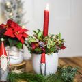 Floristik24 Weihnachtstopf mit Wichtel, Adventsdeko, Übertopf aus Beton Weiß, Rot Ø8cm H12,5cm 2St
