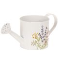 Floristik24 Weisse Metall Giesskanne 13,5 cm mit Blumenmotiv für Dekoration und Bepflanzung