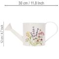 Weisse Metall Giesskanne 13,5 cm mit Blumenmotiv für Dekoration und Bepflanzung | Floristik24.ch