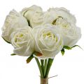 Floristik24 Weiße Rosen Seidenblumen Kunstrosen im Bund H28cm 7St