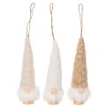 Deko-Wichtelfiguren aus Holz und Textil zum Aufhängen, 17 cm, 6-teiliges Set in Beige, Weiss und Hellbraun | Floristik24.ch