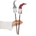 Wichtel Dekofigur auf Holzstab 46cm 6er-Set Grau Rot | Floristik24.ch