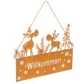 Floristik24 Willkommensschild aus Edelrost mit Rentieren, 22cm Länge, Winterdekoration, 2 Stück