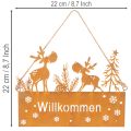 Willkommensschild aus Edelrost mit Rentieren, 22cm Länge, Winterdekoration, 2 Stück | Floristik24.ch